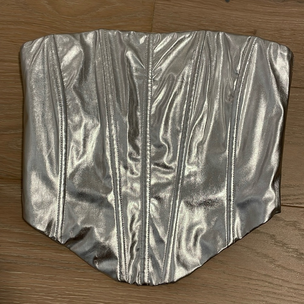 Edikted Silver Metallic Corset